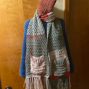 Handmade crocheted pocket scarf